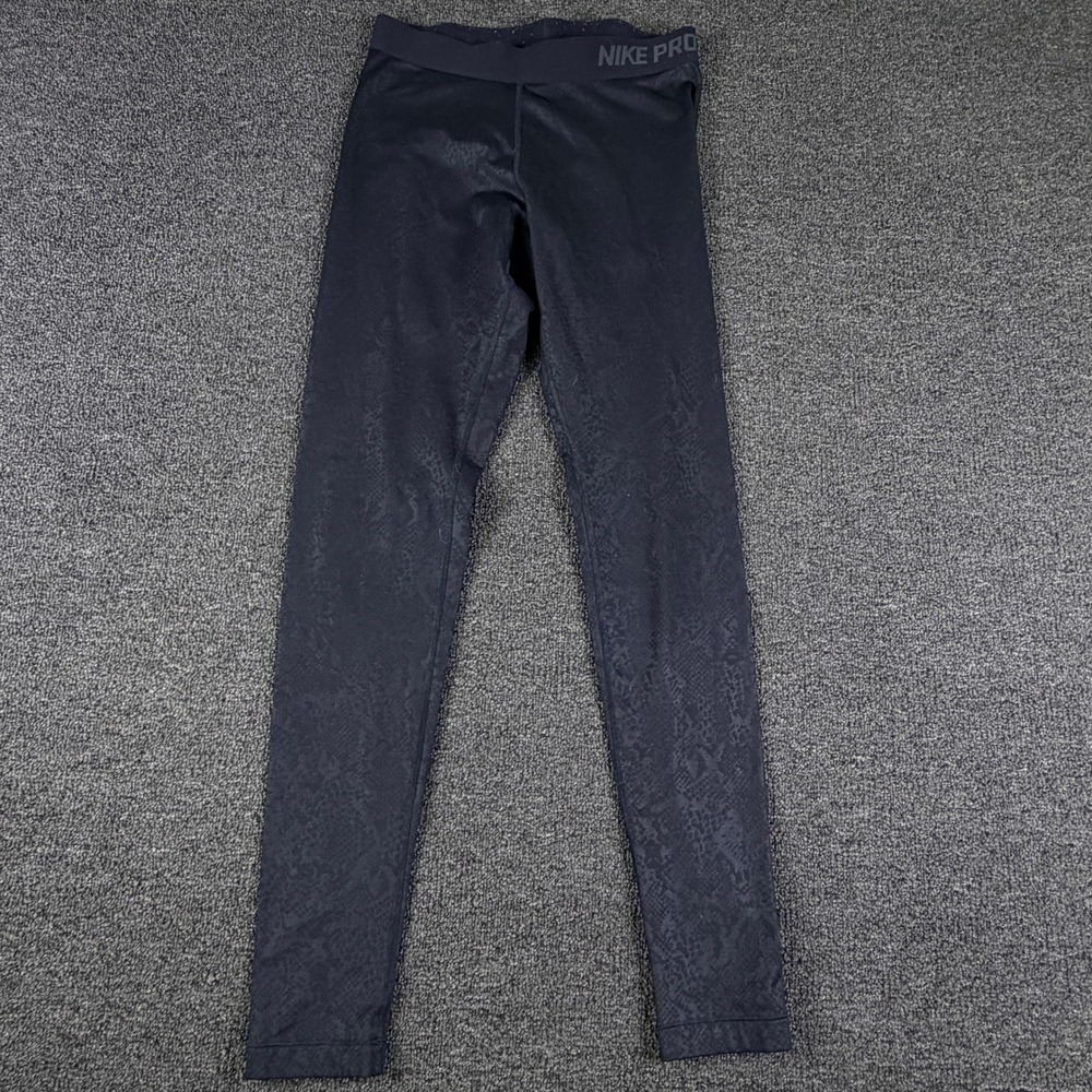 Nike Leggings Womens M 695590-010 Black Snakeskin Dri-FIT EUC